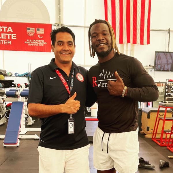 Treatment session with cricketer